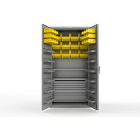 Strong Hold® Extra Heavy Duty Cabinet w/o Legs 30 Yellow Bins 36"W x 24"D x 72"H Dusty Gray