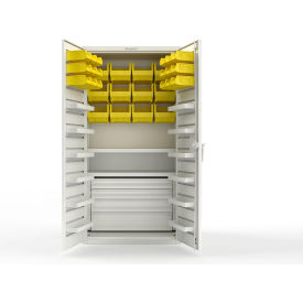 Strong Hold® Extra Heavy Duty Cabinet without Legs 30 Yellow Bins 36"W x 24"D x 72"H White