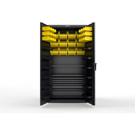 Strong Hold® Extra Heavy Duty Cabinet without Legs 30 Yellow Bins 36"W x 24"D x 72"H Black