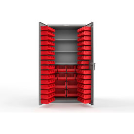 Strong Hold® Extra Heavy Duty Cabinet w/o Legs 106 Blue Bins 36"W x 24"D x 72"H Dusty Gray