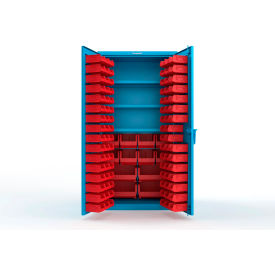 Strong Hold® Extra Heavy Duty Cabinet without Legs 106 Red Bins 36"W x 24"D x 72"HLight Blue