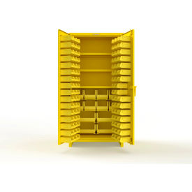 Strong Hold® Extra Heavy Duty Cabinet with 3" Legs 106 Yellow Bins 36"W x 24"D x 75"H Yellow