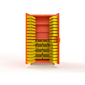 Strong Hold® Extra Heavy Duty Cabinet with 3" Legs 106 Yellow Bins 36"W x 24"D x 75"H Orange