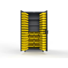 Strong Hold® Extra Heavy Duty Cabinet w/ 3" Legs 106 Yellow Bins 36"W x 24"D x 75"HDark Gray