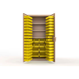 Strong Hold® Extra Heavy Duty Cabinet without Legs 106 Yellow Bins 36"W x 24"D x 72"H Beige