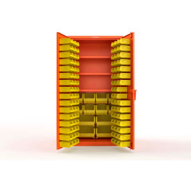 Strong Hold® Extra Heavy Duty Cabinet without Legs 106 Yellow Bins 36"W x 24"D x 72"H Orange