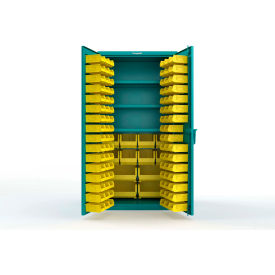 Strong Hold® Extra Heavy Duty Cabinet without Legs 106 Yellow Bins 36"W x 24"D x 72"H Teal