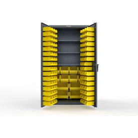 Strong Hold® Extra Heavy Duty Cabinet w/o Legs 106 Yellow Bins 36"W x 24"D x 72"H Dark Gray