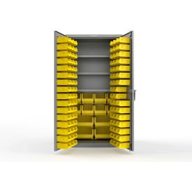 Strong Hold® Extra Heavy Duty Cabinet w/o Legs 106 Yellow Bins 36"W x 24"D x 72"H Dusty Gray