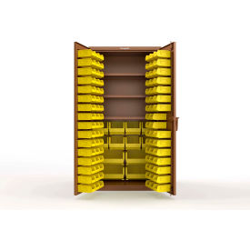 Strong Hold® Extra Heavy Duty Cabinet without Legs 106 Yellow Bins 36"W x 24"D x 72"H Brown