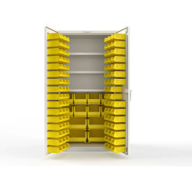 Strong Hold® Extra Heavy Duty Cabinet without Legs 106 Yellow Bins 36"W x 24"D x 72"H White