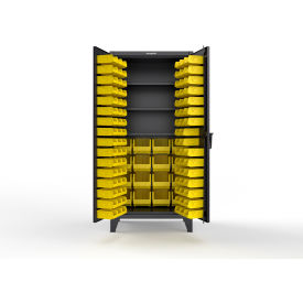 Strong Hold® Extreme Duty Bin Cabinet 3 Shelves 110 Bins 36"W x 24"D x 78"H Black 
