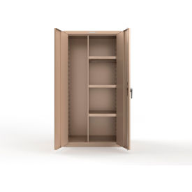Strong Hold® Heavy Duty Janitorial Cabinet w/ 3 half Shelves 36"W x 24"D x 72"H Beige 