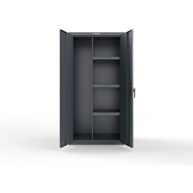 Strong Hold® Heavy Duty Janitorial Cabinet w/ 3 half Shelves 36"W x 24"D x 72"H Dark Gray 