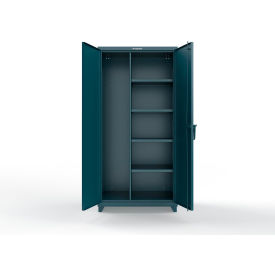 Strong Hold® Extra Heavy Duty Janitorial Cabinet w/ 4 Shelves 36"W x 24"D x 75"H Blue 