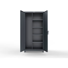 Strong Hold® Extra Heavy Duty Janitorial Cabinet w/ 4 Shelves 36"W x 24"D x 75"H Dark Gray 