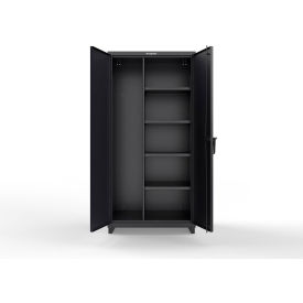 Strong Hold® Extra Heavy Duty Janitorial Cabinet w/ 4 Shelves 36"W x 24"D x 75"H Black 