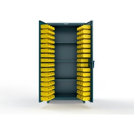 Strong Hold® Extreme Duty Bin Cabinet 3 Shelves 94 Bins 36"W x 24"D x 75"H Blue 