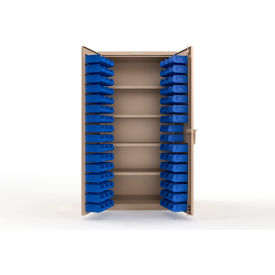 Strong Hold® Extra Heavy Duty Cabinet without Legs 94 Blue Bins 36"W x 24"D x 72"H Beige