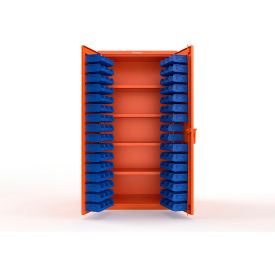 Strong Hold® Extra Heavy Duty Cabinet without Legs 94 Blue Bins 36"W x 24"D x 72"H Orange