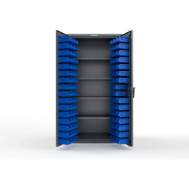 Strong Hold® Extra Heavy Duty Cabinet without Legs 94 Blue Bins 36"W x 24"D x 72"H Dark Gray