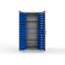 Strong Hold® Extra Heavy Duty Cabinet without Legs 94 Blue Bins 36"W x 24"D x 72"HDusty Gray