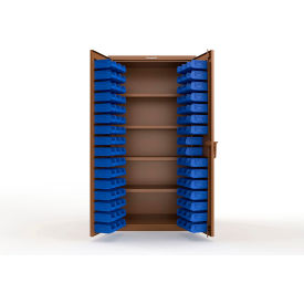 Strong Hold® Extra Heavy Duty Cabinet without Legs 94 Blue Bins 36"W x 24"D x 72"H Brown