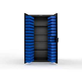 Strong Hold® Extra Heavy Duty Cabinet without Legs 94 Blue Bins 36"W x 24"D x 72"H Black