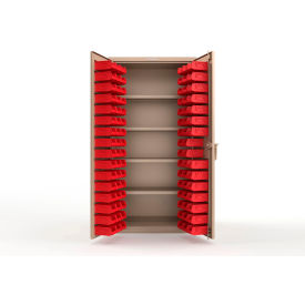 Strong Hold® Extra Heavy Duty Cabinet without Legs 94 Red Bins 36"W x 24"D x 72"H Beige
