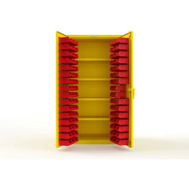 Strong Hold® Extra Heavy Duty Cabinet without Legs 94 Red Bins 36"W x 24"D x 72"H Yellow