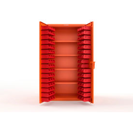 Strong Hold® Extra Heavy Duty Cabinet without Legs 94 Red Bins 36"W x 24"D x 72"H Orange