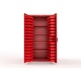 Strong Hold® Extra Heavy Duty Cabinet without Legs 94 Red Bins 36"W x 24"D x 72"H Red