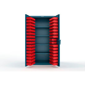 Strong Hold® Extra Heavy Duty Cabinet without Legs 94 Red Bins 36"W x 24"D x 72"H Blue