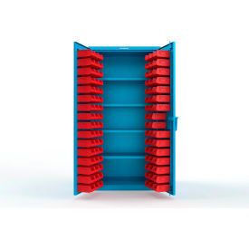 Strong Hold® Extra Heavy Duty Cabinet without Legs 94 Red Bins 36"W x 24"D x 72"H Light Blue