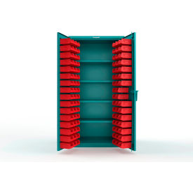 Strong Hold® Extra Heavy Duty Cabinet without Legs 94 Red Bins 36"W x 24"D x 72"H Teal