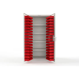 Strong Hold® Extra Heavy Duty Cabinet without Legs 94 Red Bins 36"W x 24"D x 72"H White