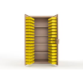 Strong Hold® Extra Heavy Duty Cabinet without Legs 94 Yellow Bins 36"W x 24"D x 72"H Beige