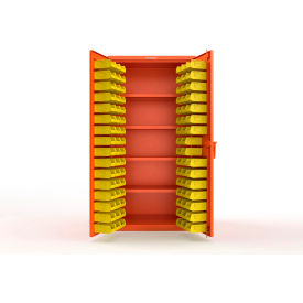 Strong Hold® Extra Heavy Duty Cabinet without Legs 94 Yellow Bins 36"W x 24"D x 72"H Orange