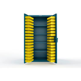 Strong Hold® Extra Heavy Duty Cabinet without Legs 94 Yellow Bins 36"W x 24"D x 72"H Blue