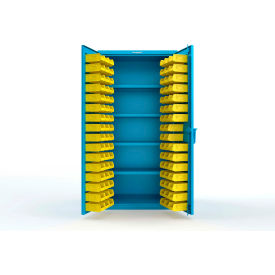 Strong Hold® Extra Heavy Duty Cabinet w/o Legs 94 Yellow Bins 36"W x 24"D x 72"H Light Blue