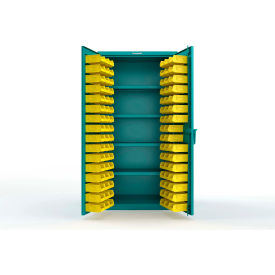 Strong Hold® Extra Heavy Duty Cabinet without Legs 94 Yellow Bins 36"W x 24"D x 72"H Teal