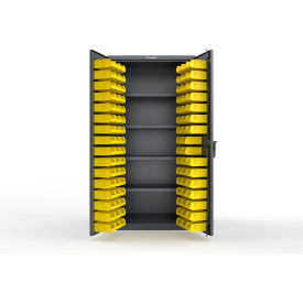 Strong Hold® Extra Heavy Duty Cabinet w/o Legs 94 Yellow Bins 36"W x 24"D x 72"H Dark Gray