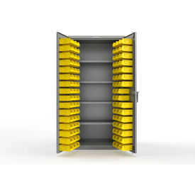 Strong Hold® Extra Heavy Duty Cabinet w/o Legs 94 Yellow Bins 36"W x 24"D x 72"H Dusty Gray