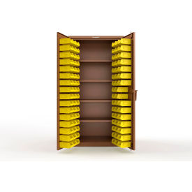 Strong Hold® Extra Heavy Duty Cabinet without Legs 94 Yellow Bins 36"W x 24"D x 72"H Brown