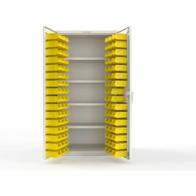 Strong Hold® Extra Heavy Duty Cabinet without Legs 94 Yellow Bins 36"W x 24"D x 72"H White