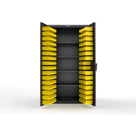 Strong Hold® Extra Heavy Duty Cabinet without Legs 94 Yellow Bins 36"W x 24"D x 72"H Black