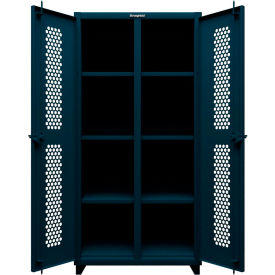 Strong Hold® Double Shift Storage Cabinet 14 Gauge 36"W x 24"D x 75"H Blue 