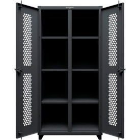 Strong Hold® Double Shift Storage Cabinet 14 Gauge 36"W x 24"D x 75"H Dark Gray 