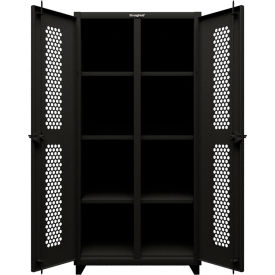 Strong Hold® Double Shift Storage Cabinet 14 Gauge 36"W x 24"D x 75"H Black 