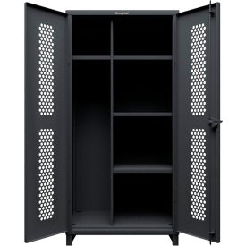 Strong Hold® HD Stationary Ventilated Cabinet w/ 4 Shelves 36"W x 24"D x 75"H Dark Gray 